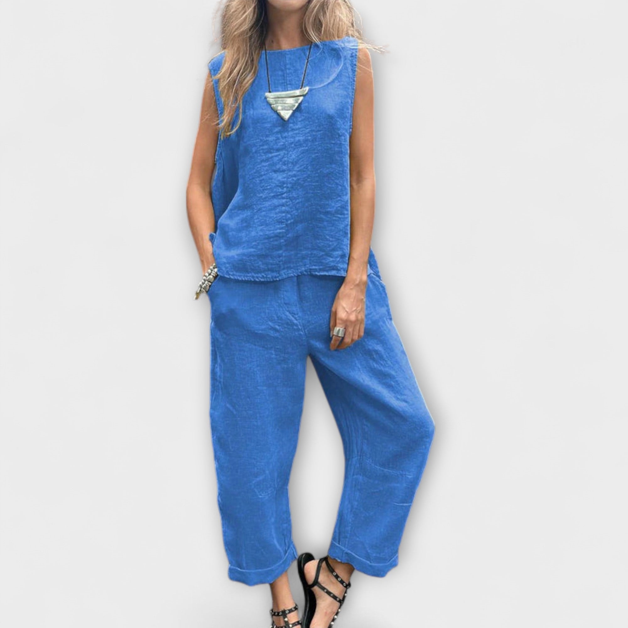 Jennifer – Komfortowy Zestaw z Bawełny i Lnu na Ciepłe Dni