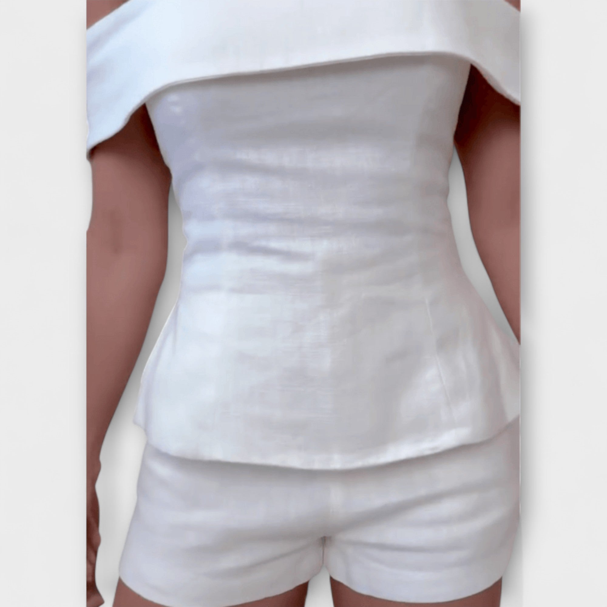 Olivia – Stylowy Biały Zestaw Dwuczęściowy z Bawełny i Lnu