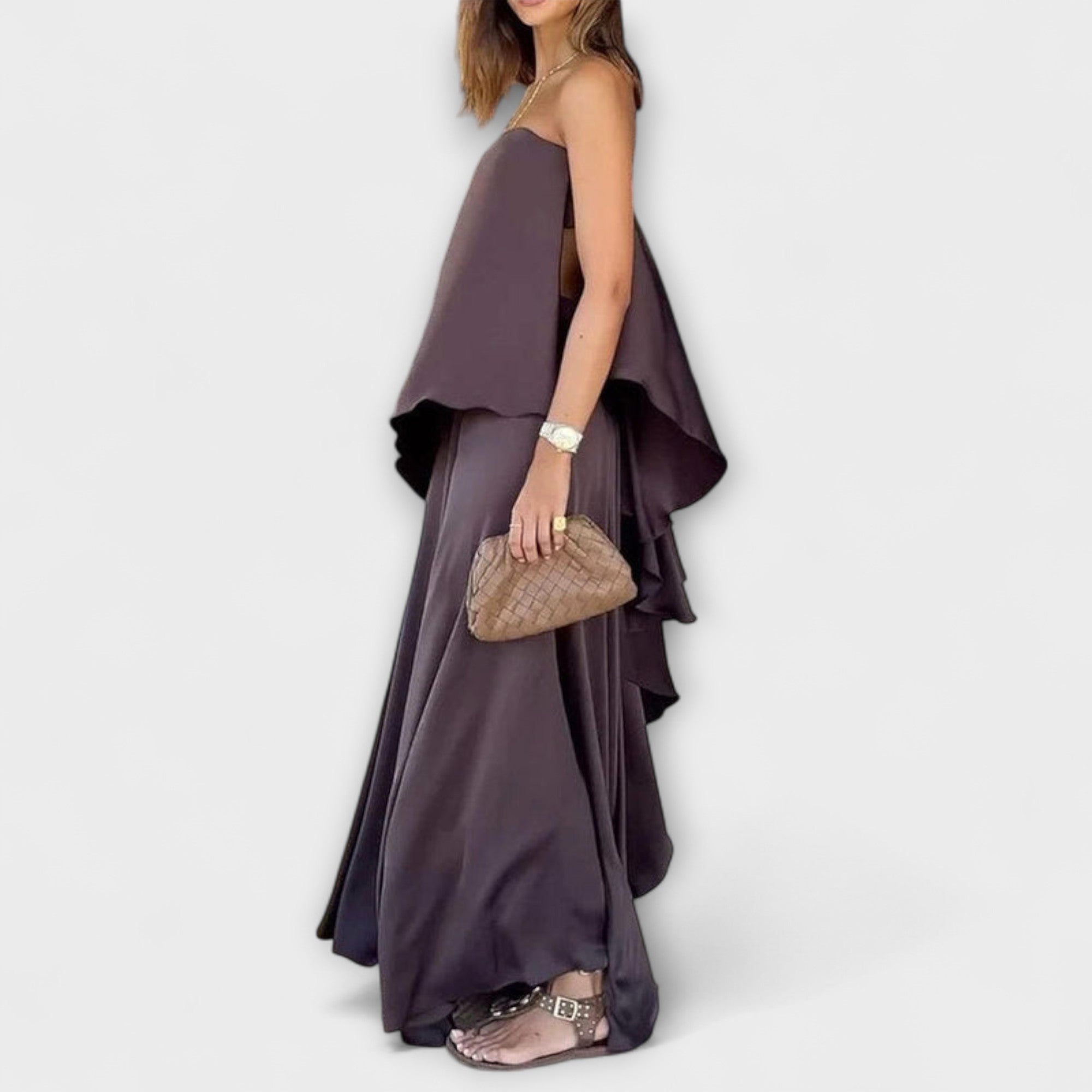 Ruby – Stylowy Zestaw Bandeau Top Bez Rękawów i Maxi Spódnica