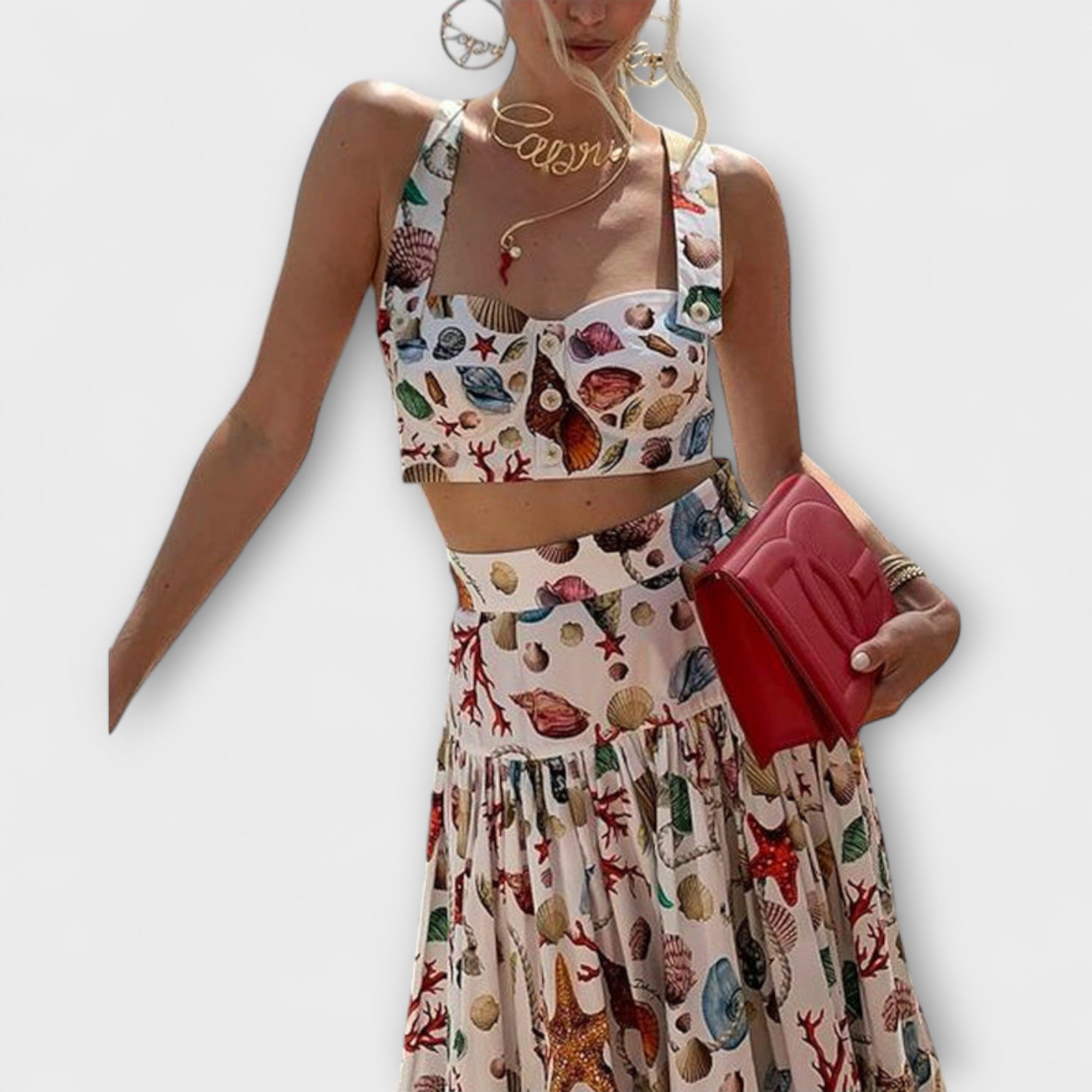 Heather – Stylowy dwuczęściowy komplet ze spódnicą