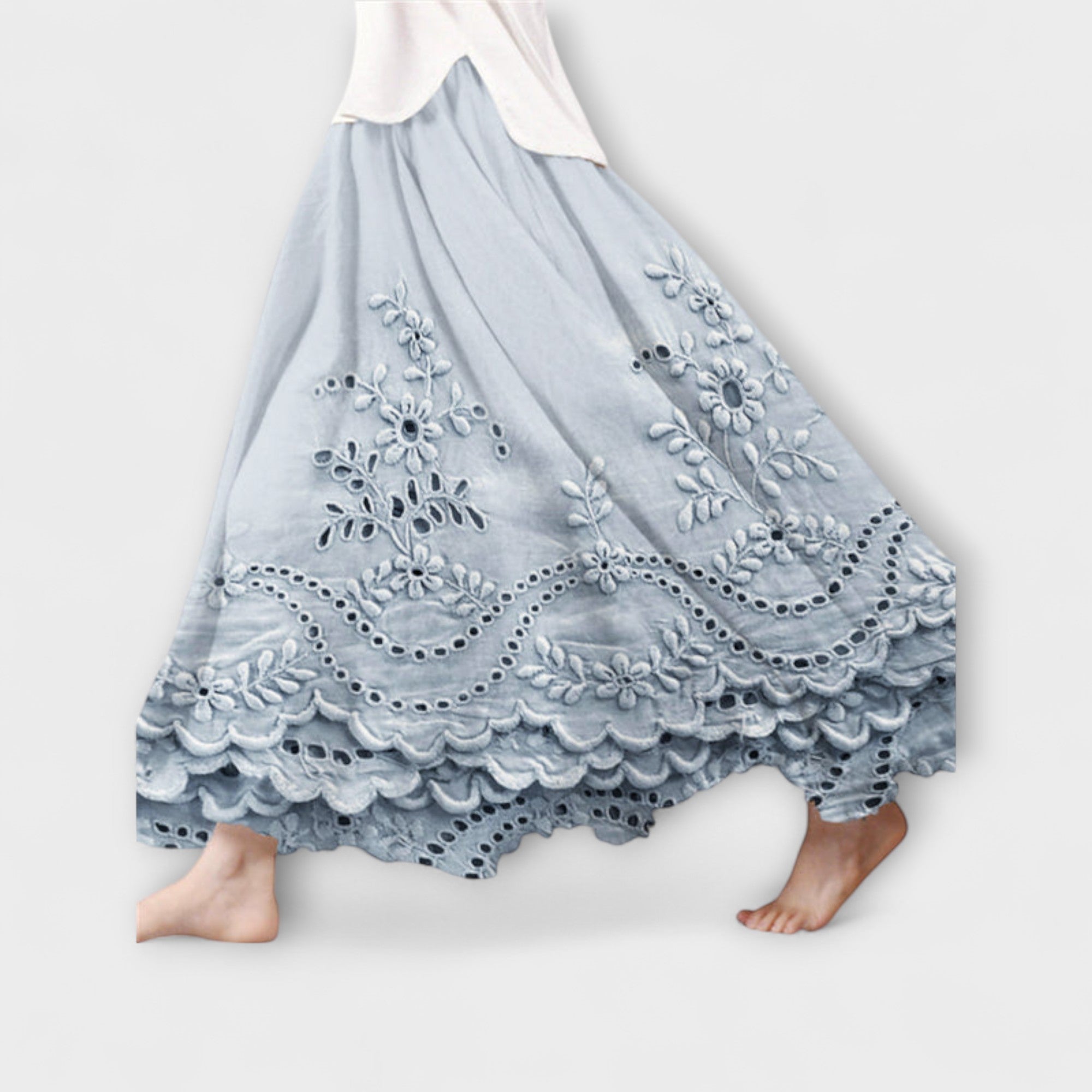 Mavie – Haftowana Spódnica Maxi w Stylu Boho