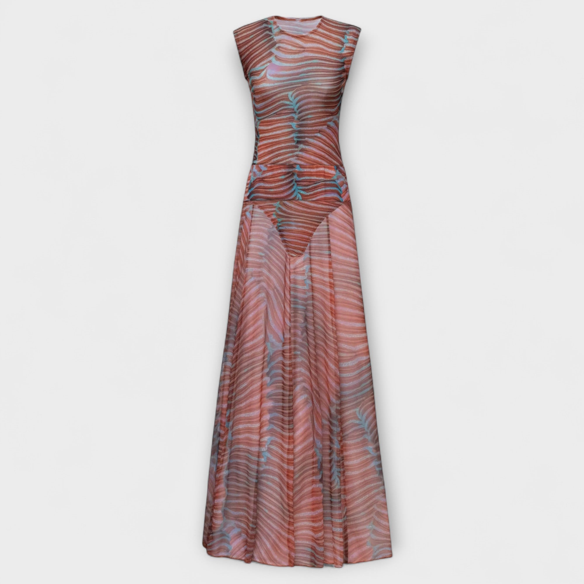 Phoenix – Połyskujący siateczkowy bodysuit z falami