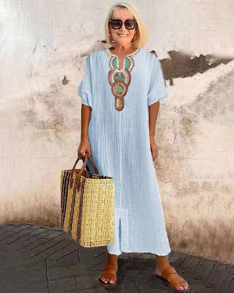 Anika – Wzorzysta sukienka boho midi