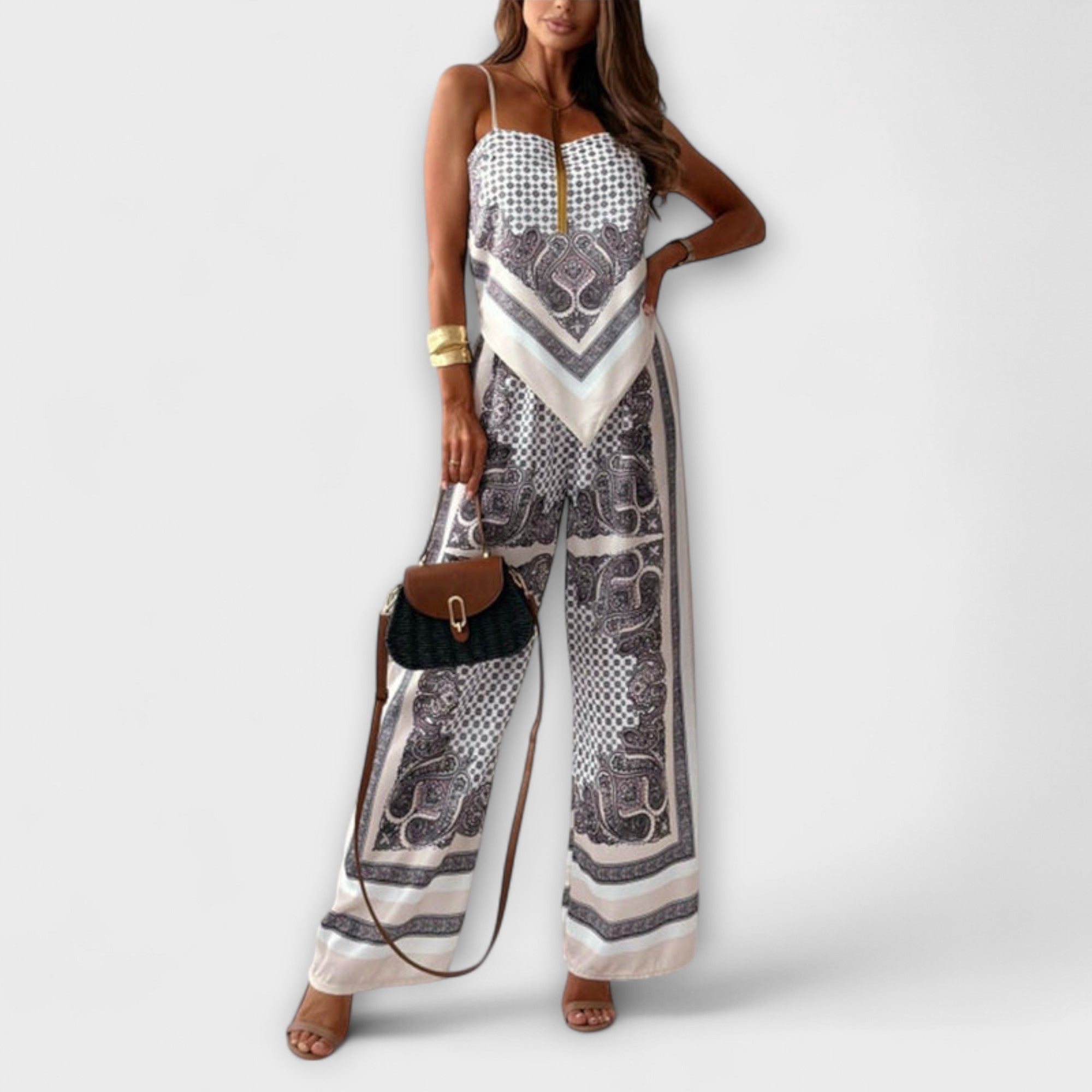 Dakota – Stylowy komplet z wiązaną kamizelką i spodniami