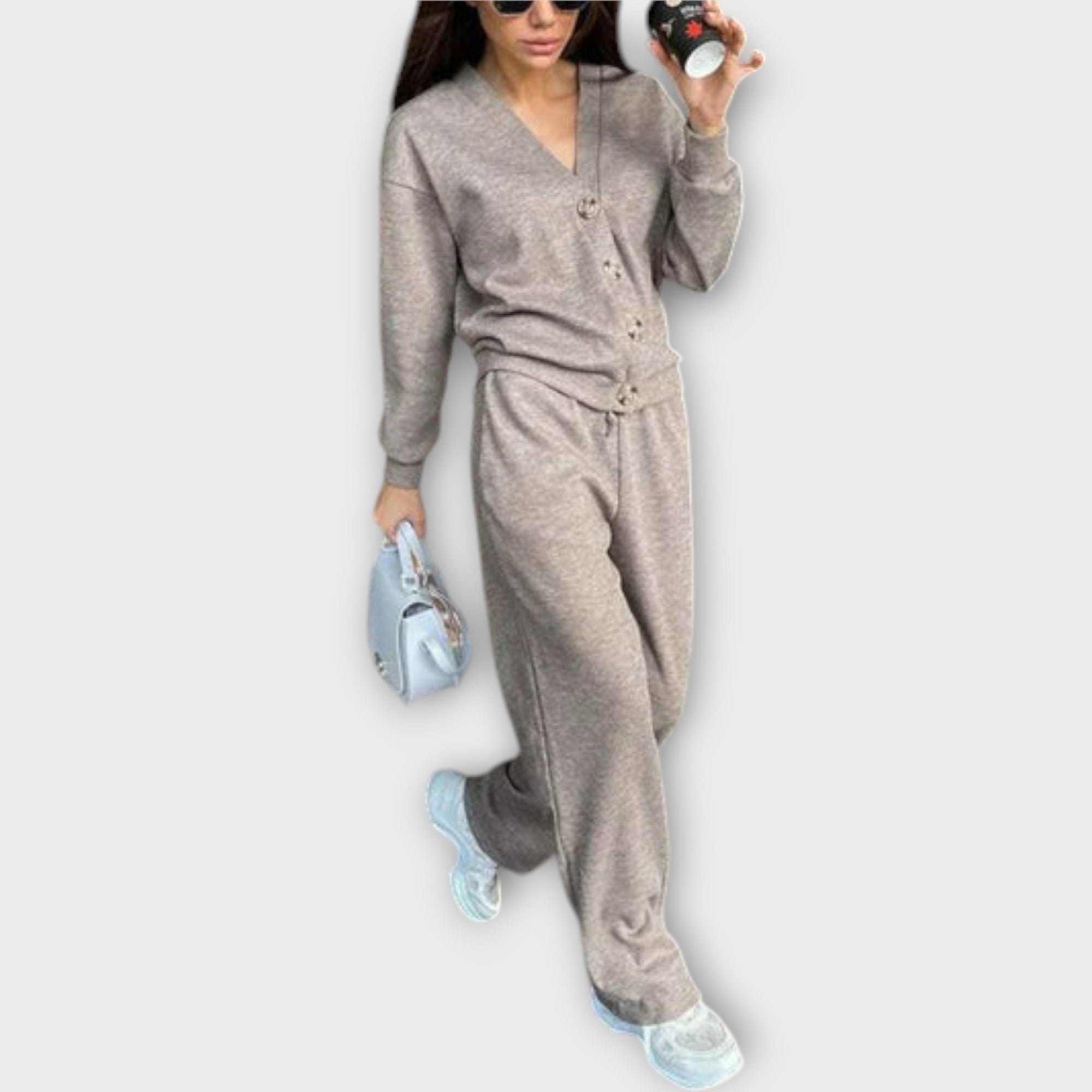 Chantal – Stylowy komplet kardigan i spodnie