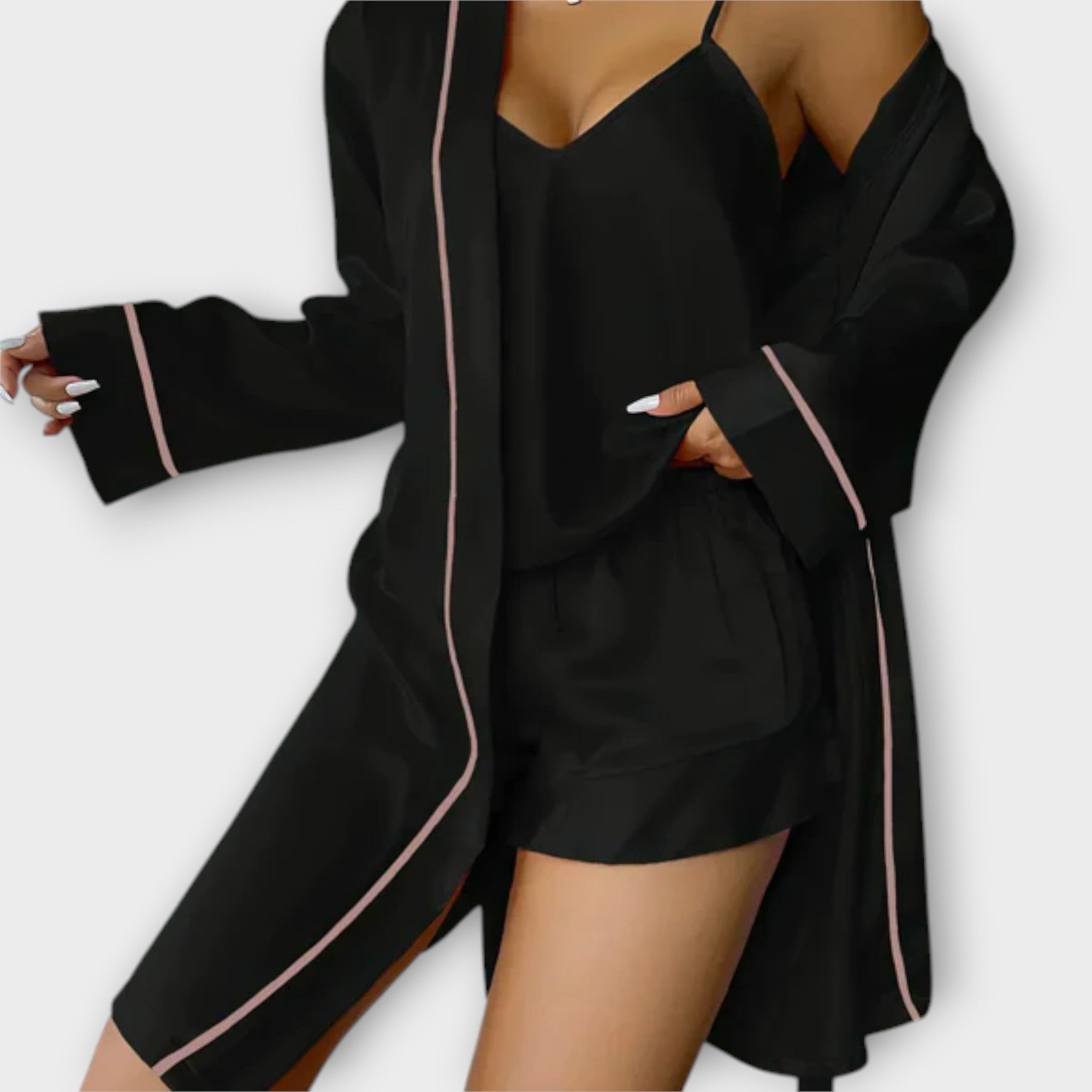 Félicité – Komfortowy 3-częściowy zestaw piżamowy z szlafrokiem