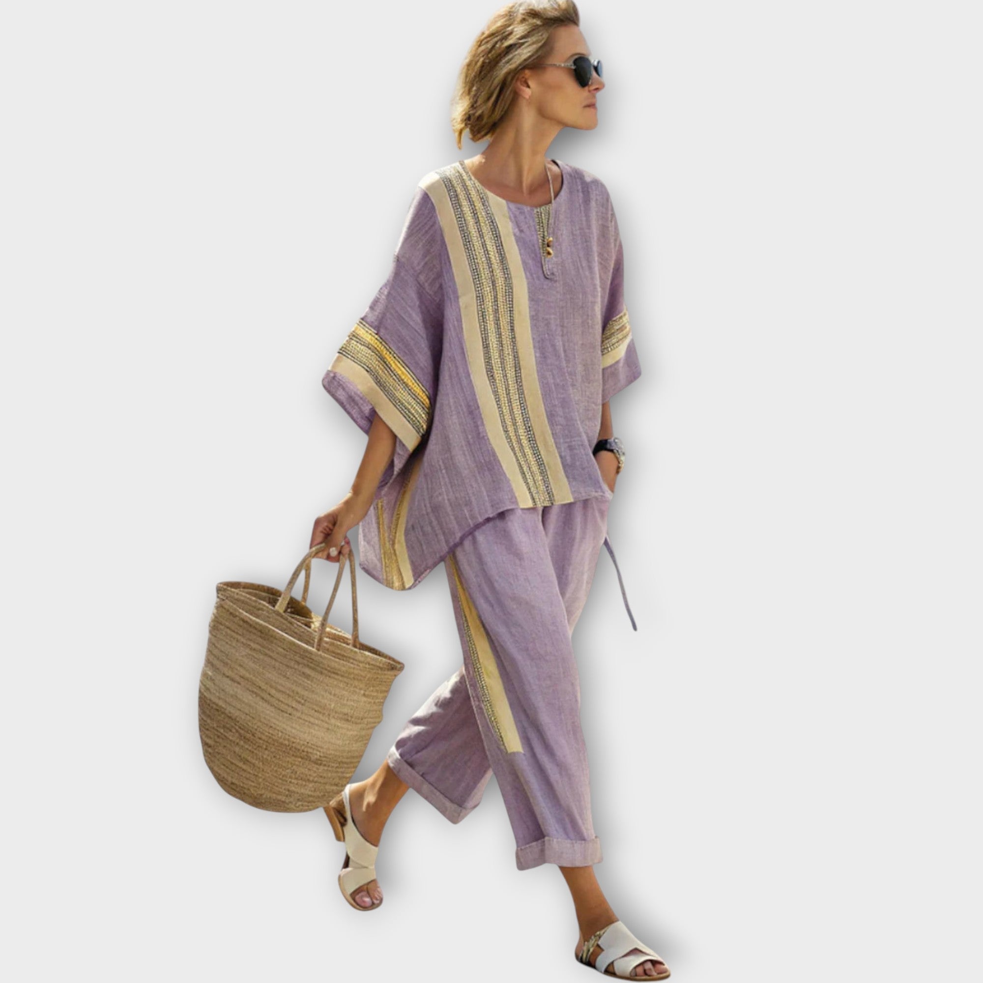 Anila – Elegancki dwuczęściowy komplet w paski