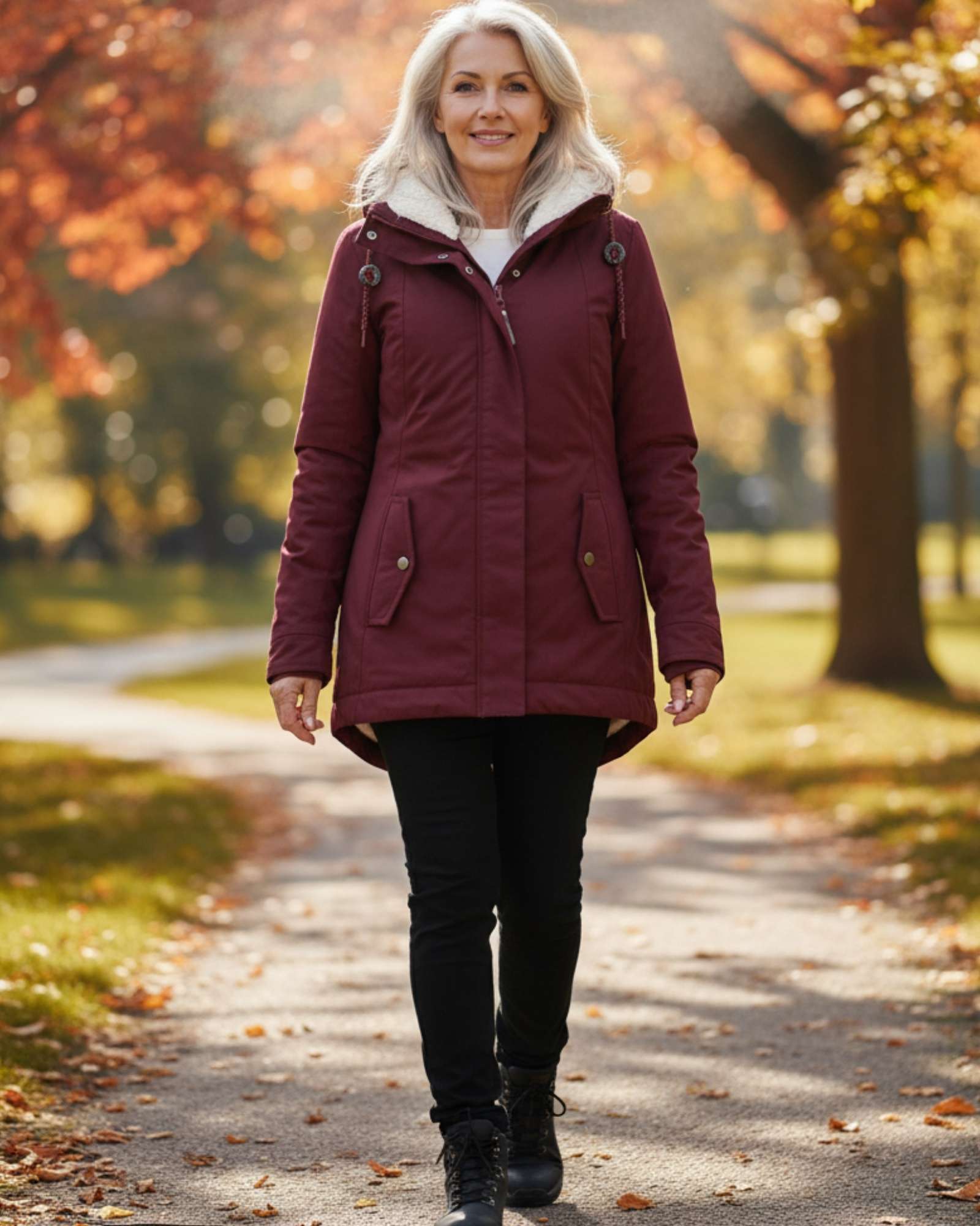 Anna – Jesienna Długa Kurtka Fleece