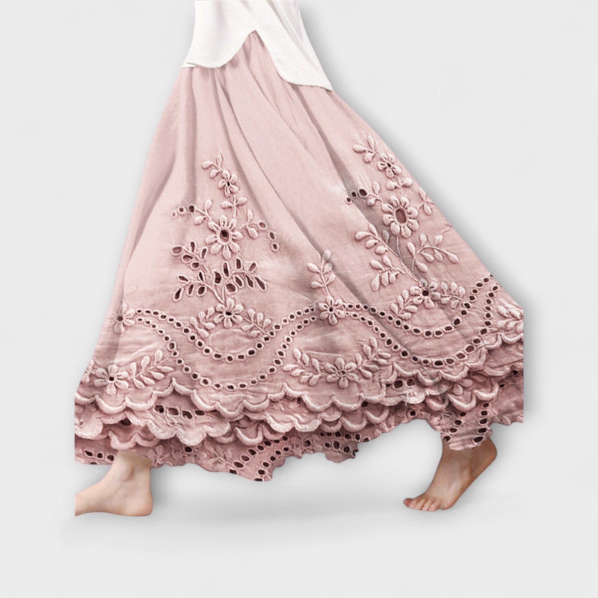 Mavie – Haftowana Spódnica Maxi w Stylu Boho