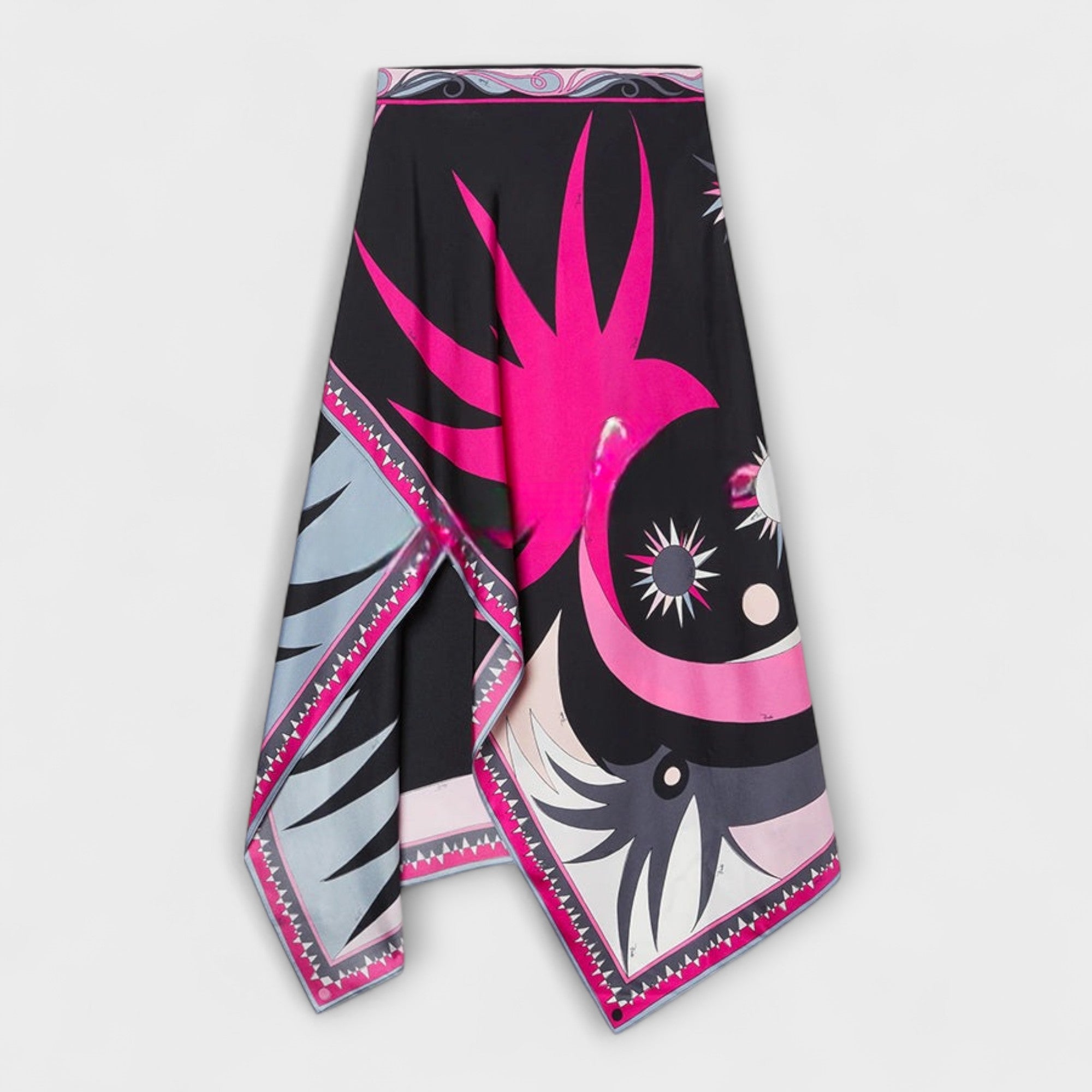 Everly – Satynowy Zestaw z Topem Wiązanym na Szyi i Asymetryczną Spódnicą Midi