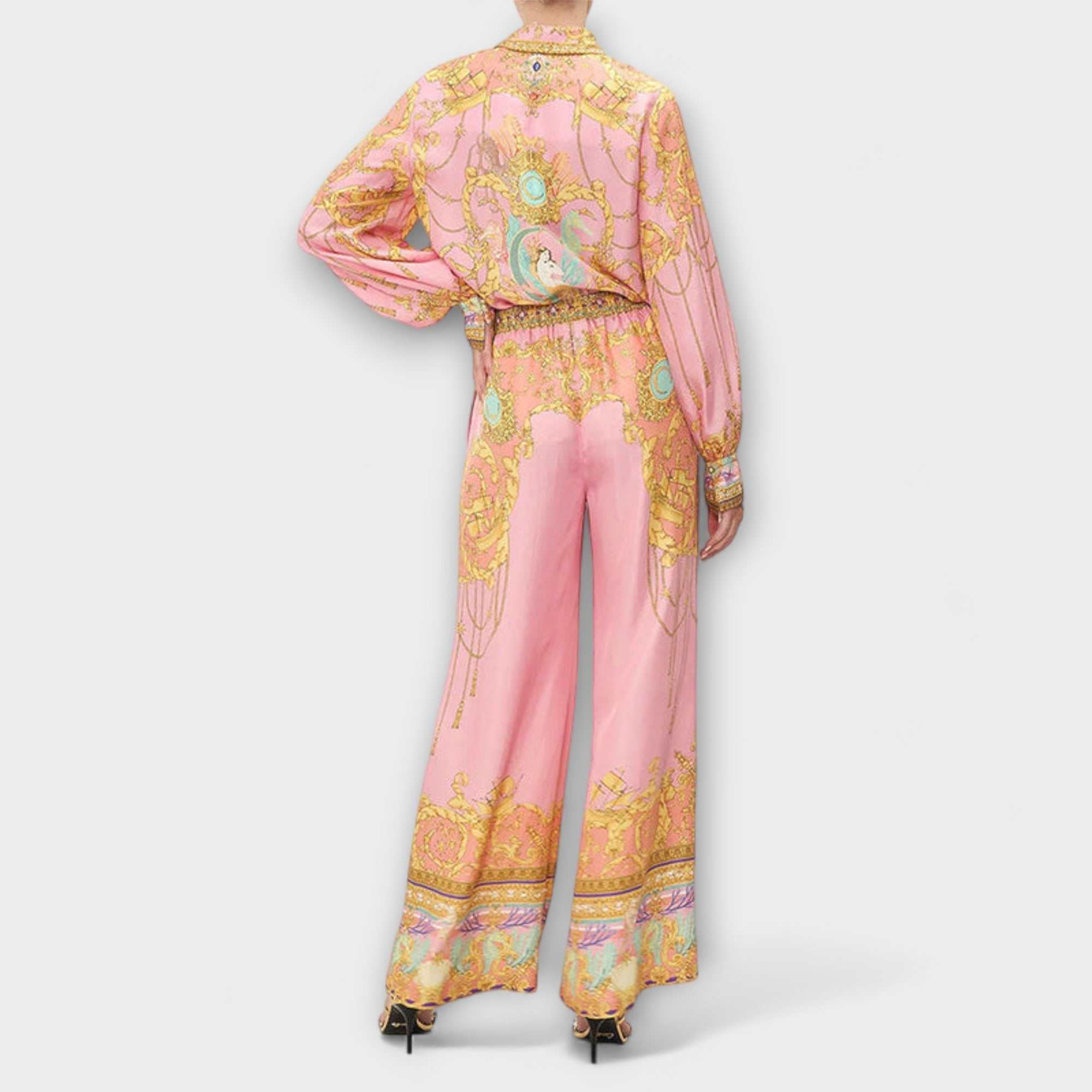 Sage – Zrelaksowany komplet z koszulą i spodniami z elastycznym pasem