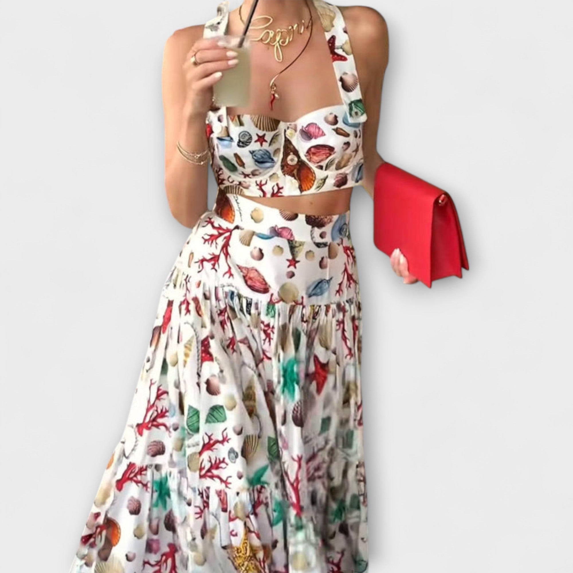 Heather – Stylowy dwuczęściowy komplet ze spódnicą