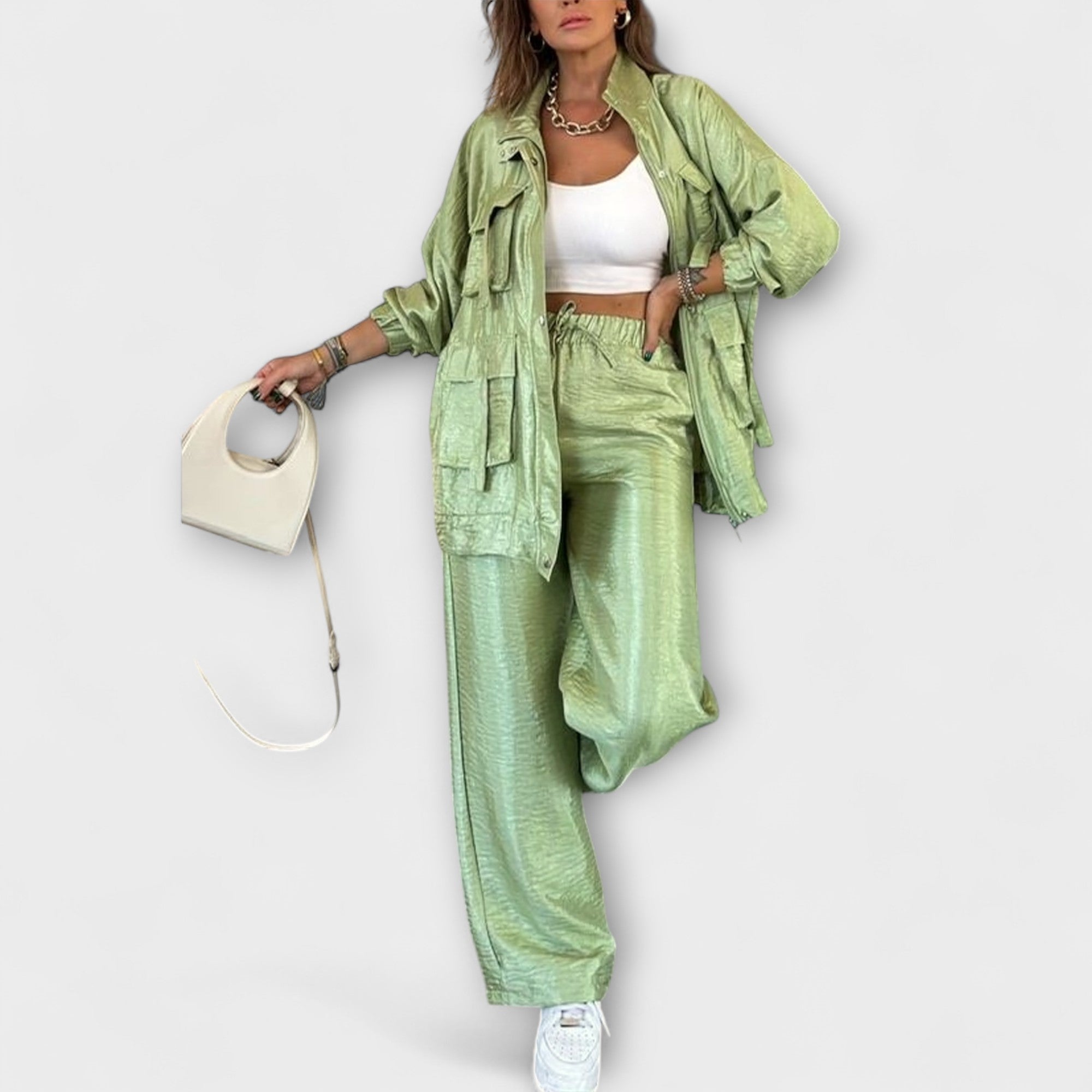 Mira – Stylowy Damski Zestaw Dwuczęściowy z Kieszeniami