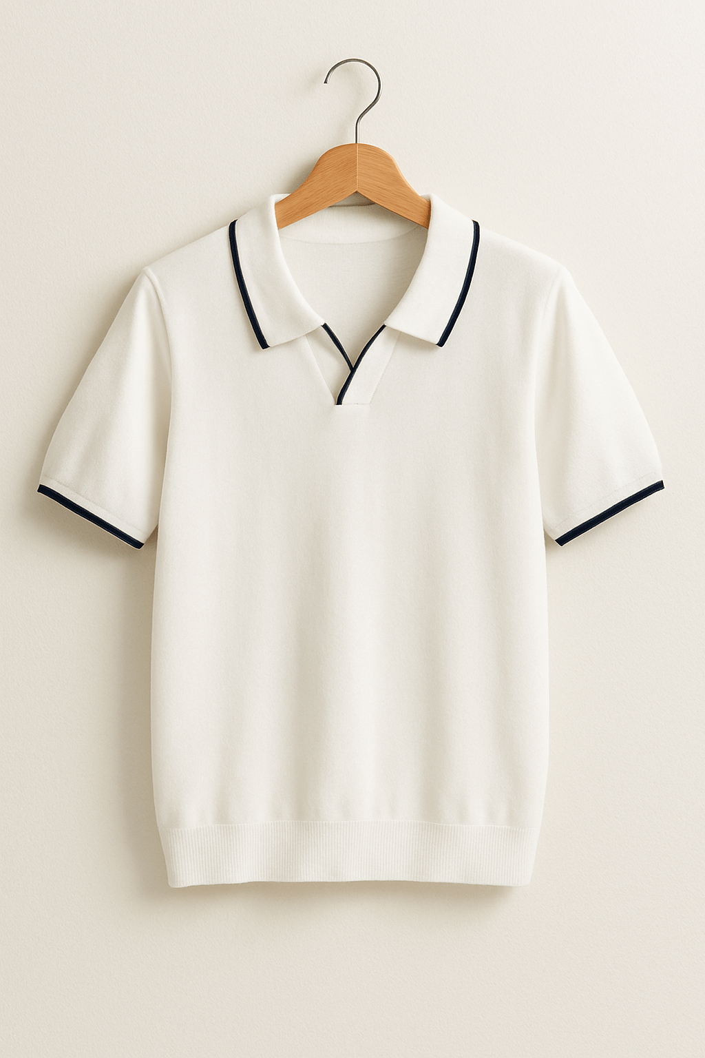 Aaron Strickpoloshirt Krótki Rękaw Kontrastowe Krawędzie