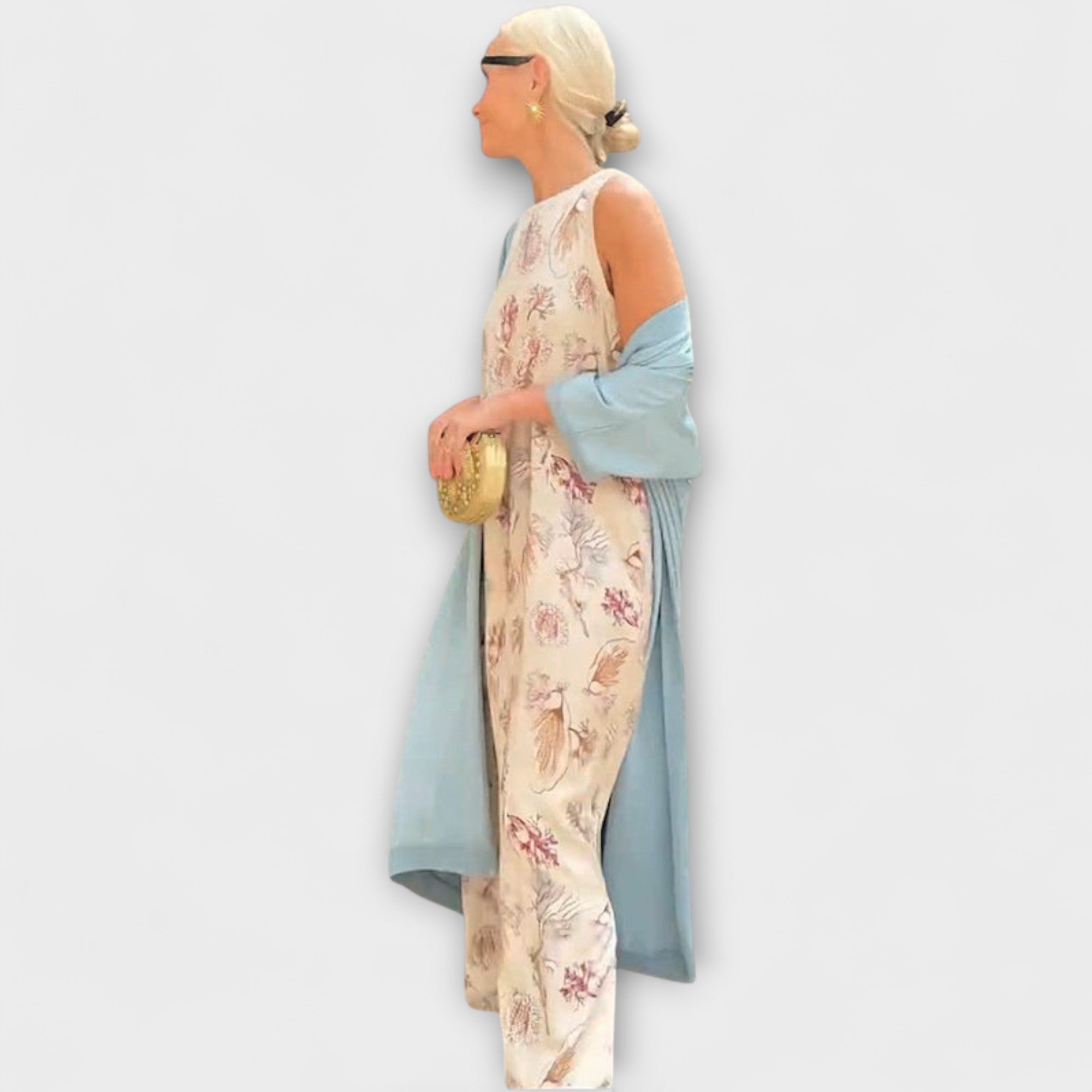 Elveria – Sukienka Maxi z Dopasowanym Kardiganem