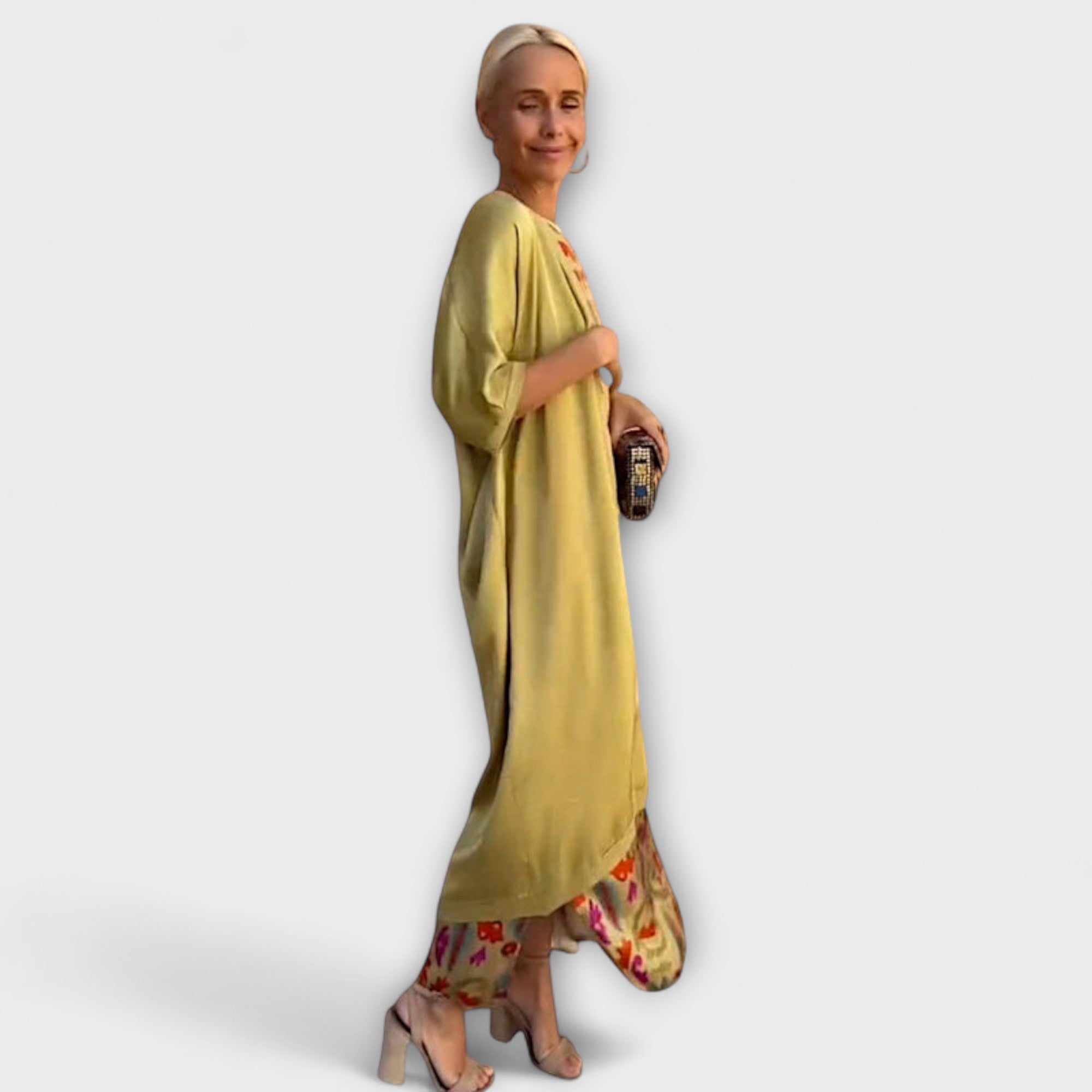 Elveria – Sukienka Maxi z Dopasowanym Kardiganem