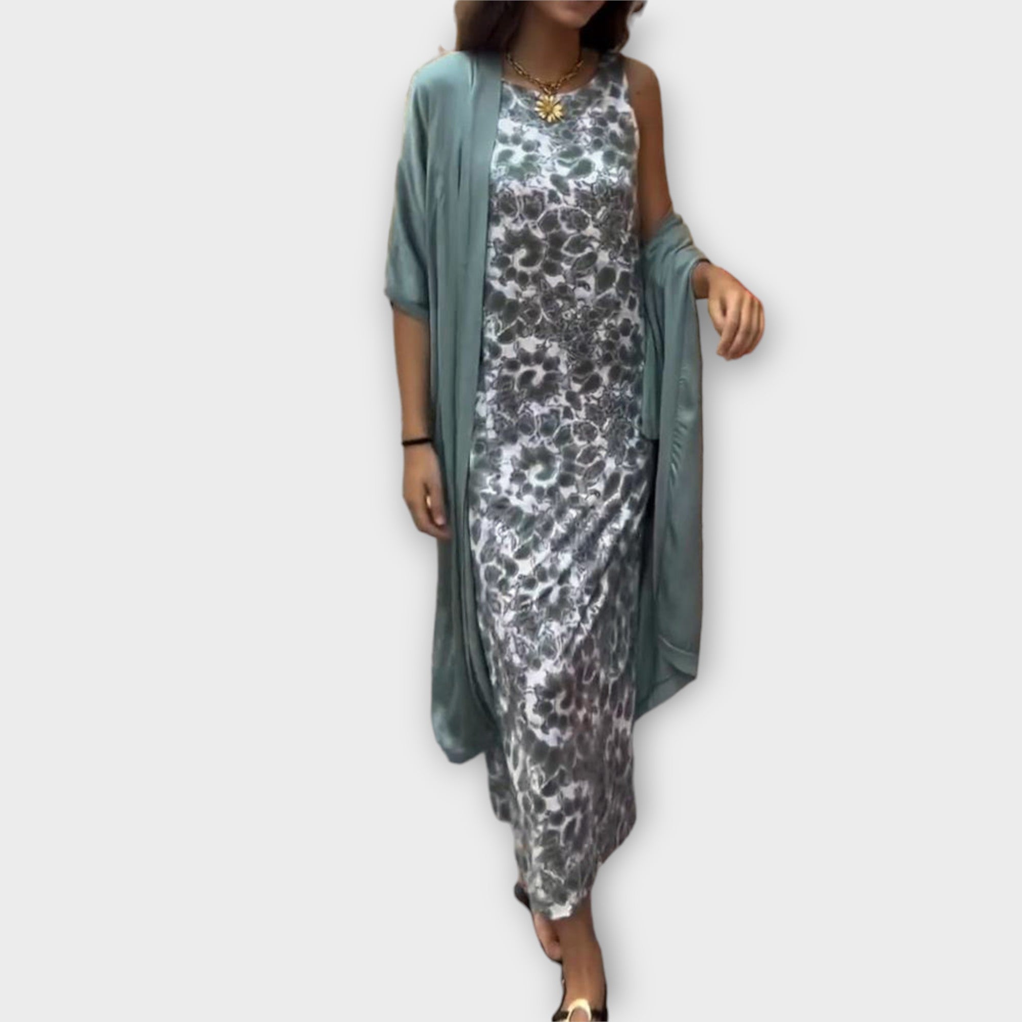 Viviana – Elegancki Damski Zestaw Dwuczęściowy: Sukienka i Narzutka