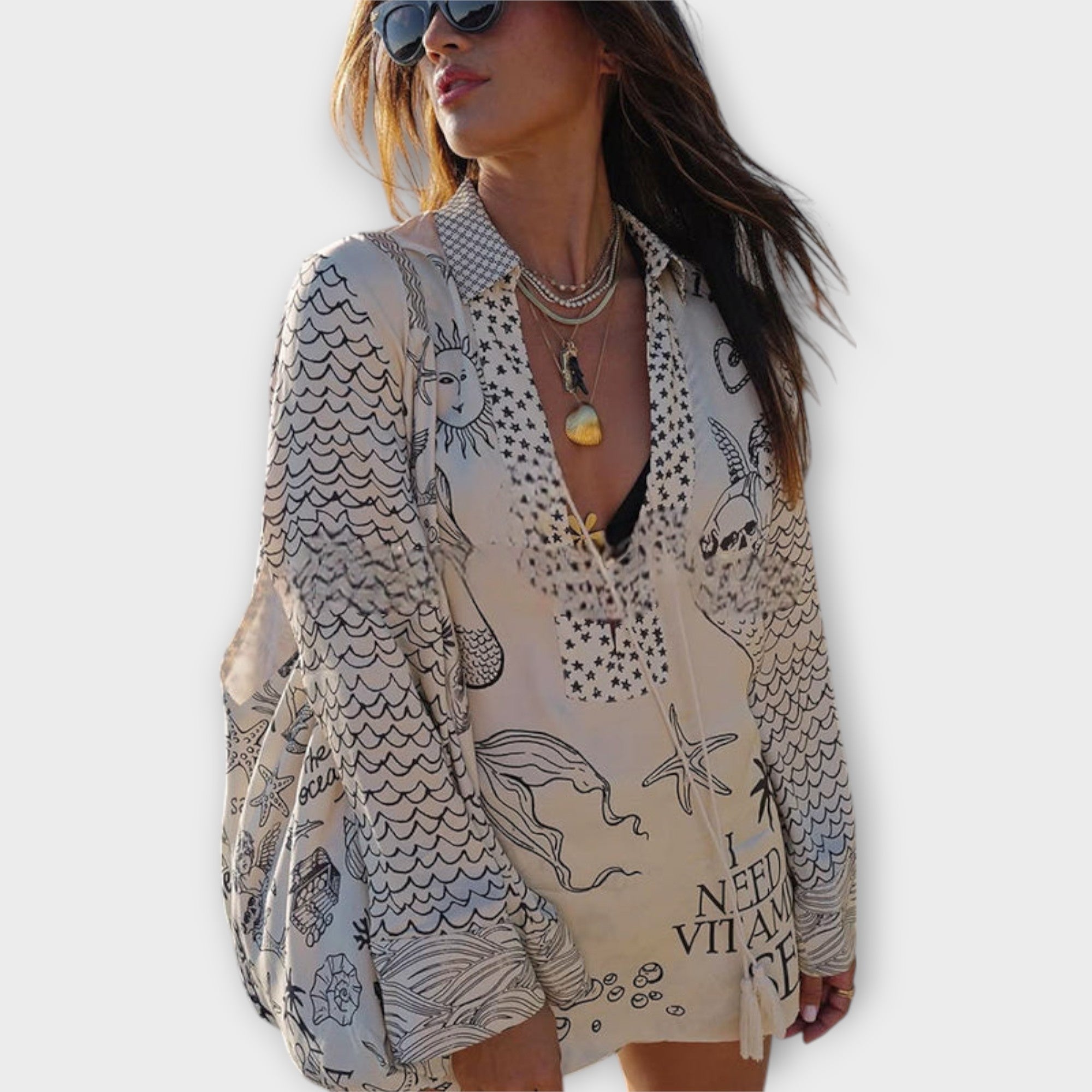 Liv – Satynowy Zestaw Koszula z Frędzlami i Szorty