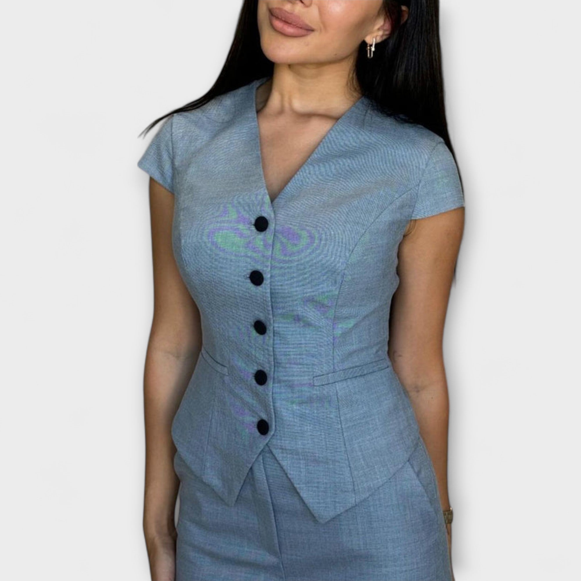 Ivy – Stylowy komplet z topem V-neck i spodniami