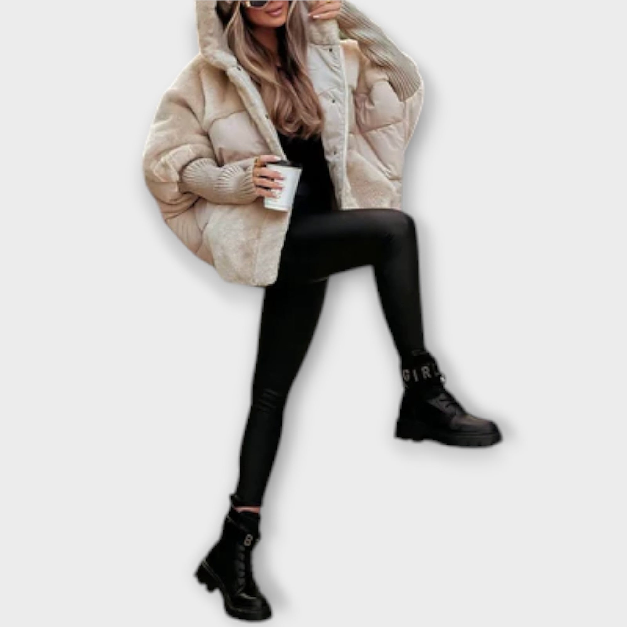 Ava – Elegancka pikowana kurtka z futerkiem Teddy