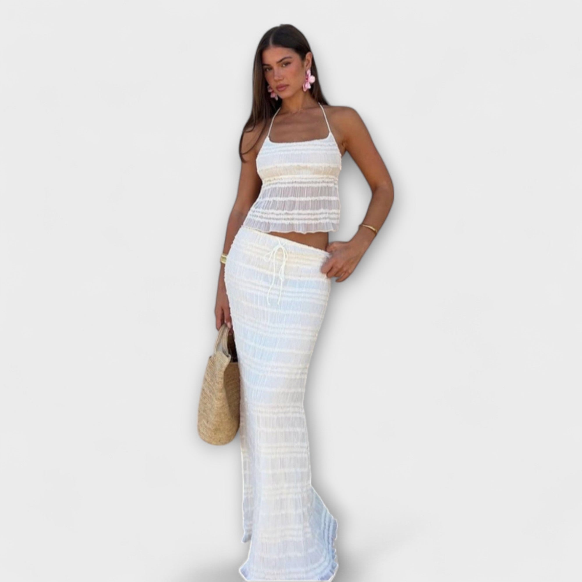 Eulalia – Letni Zestaw Boho z Kolekcji Sea & Salt: Bluzka i Spódnica Maxi