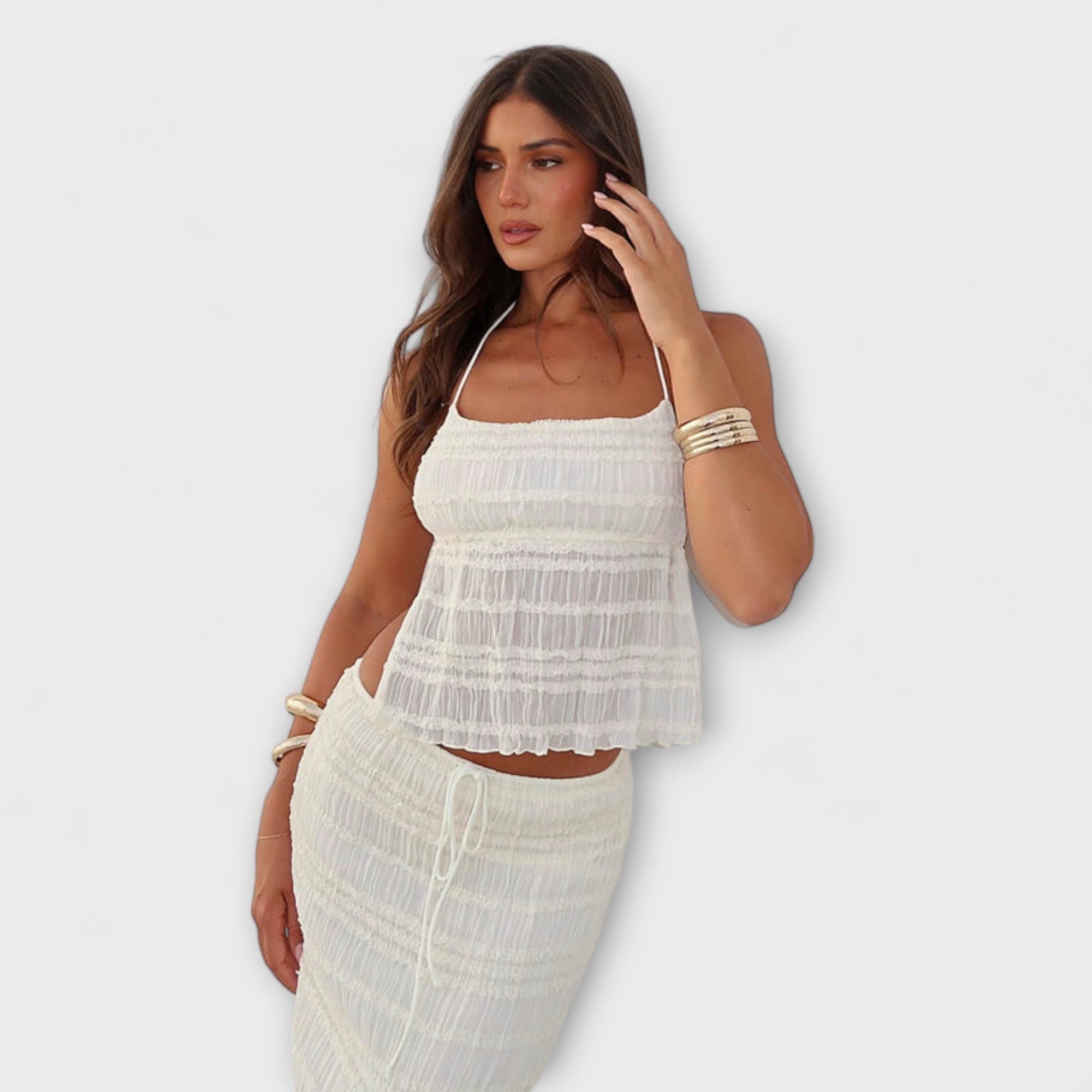 Eulalia – Letni Zestaw Boho z Kolekcji Sea & Salt: Bluzka i Spódnica Maxi