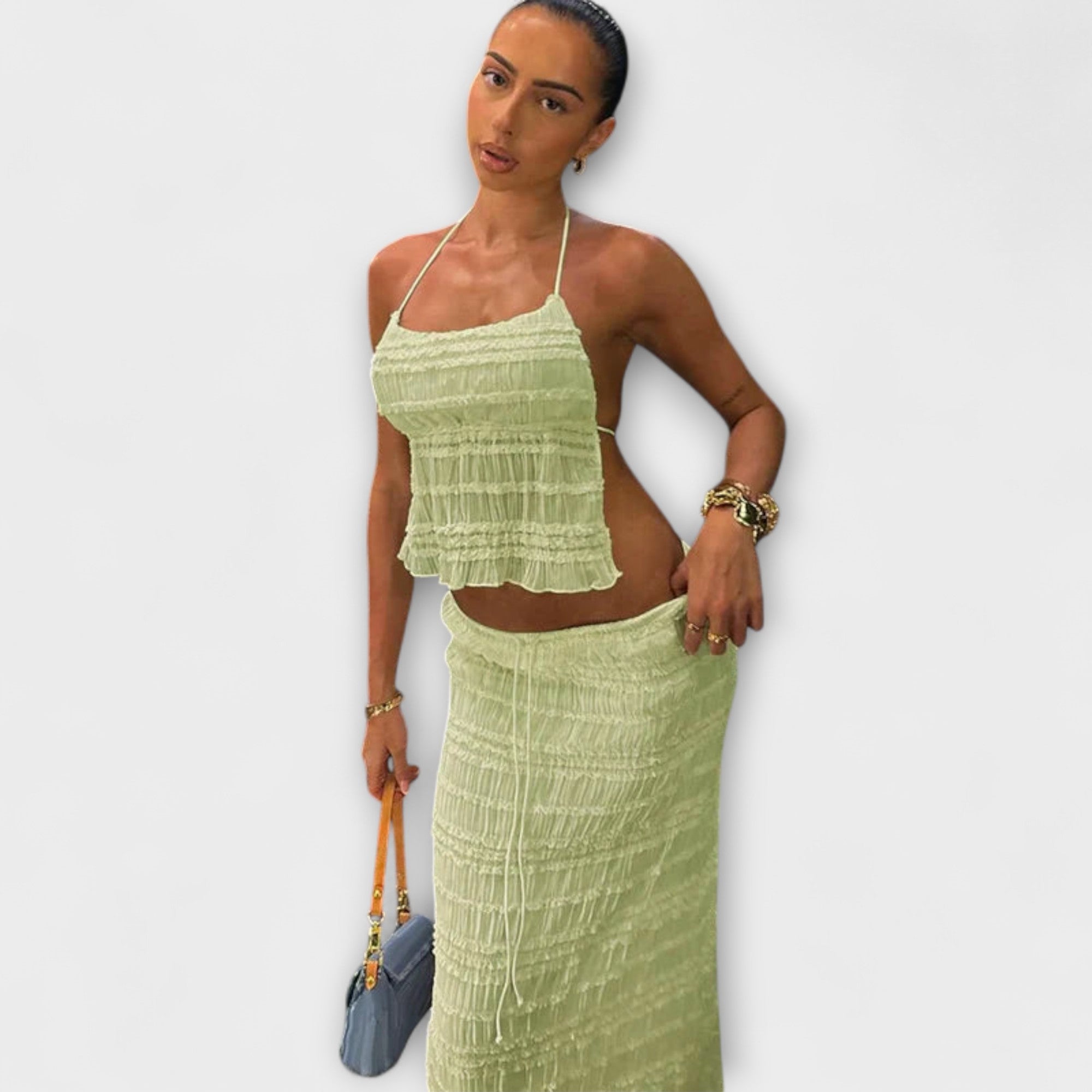 Eulalia – Letni Zestaw Boho z Kolekcji Sea & Salt: Bluzka i Spódnica Maxi