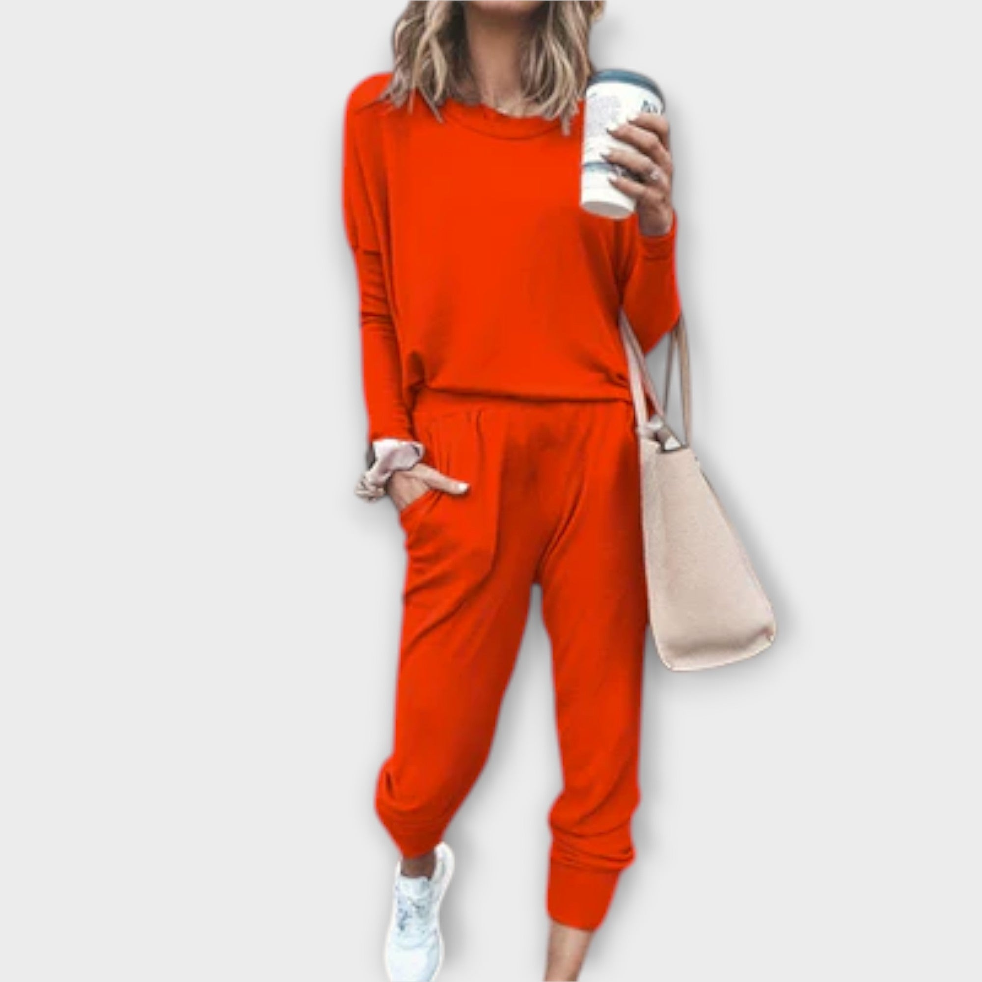 Claire – Swobodny komplet dresowy z długim swetrem i joggerami