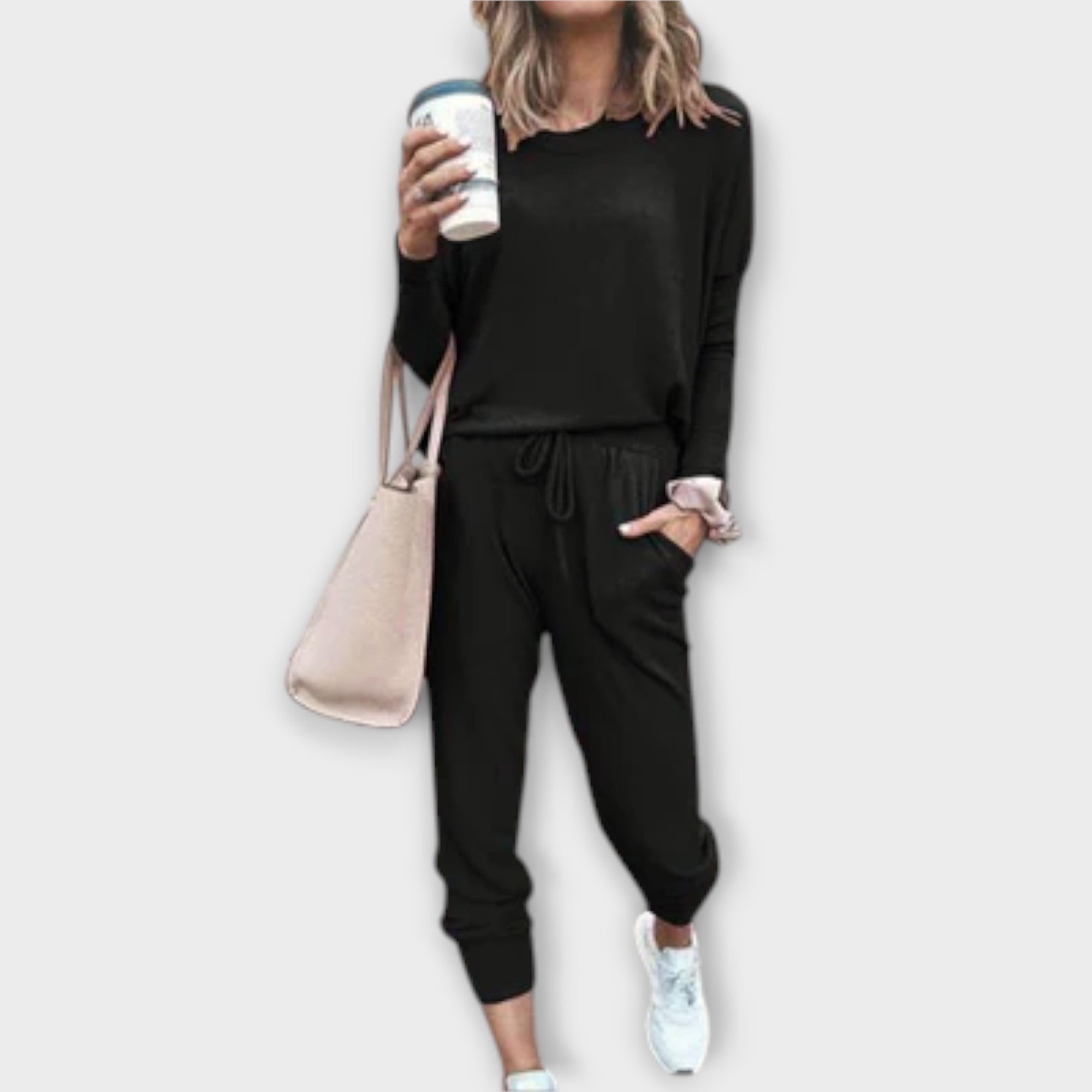 Claire – Swobodny komplet dresowy z długim swetrem i joggerami