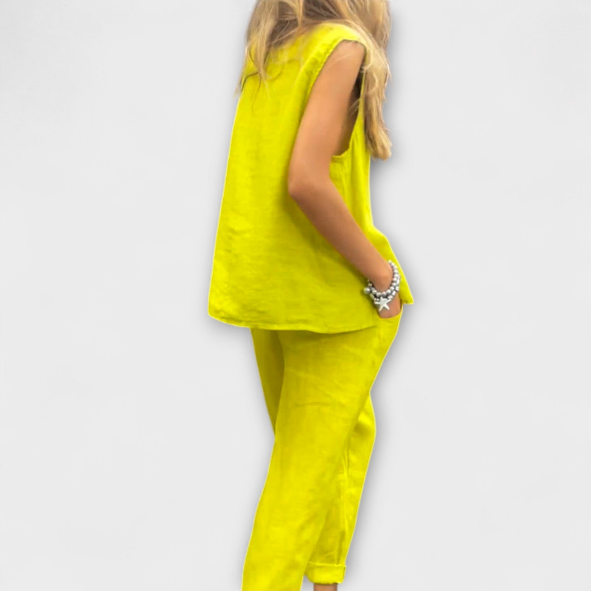 Jennifer – Komfortowy Zestaw z Bawełny i Lnu na Ciepłe Dni