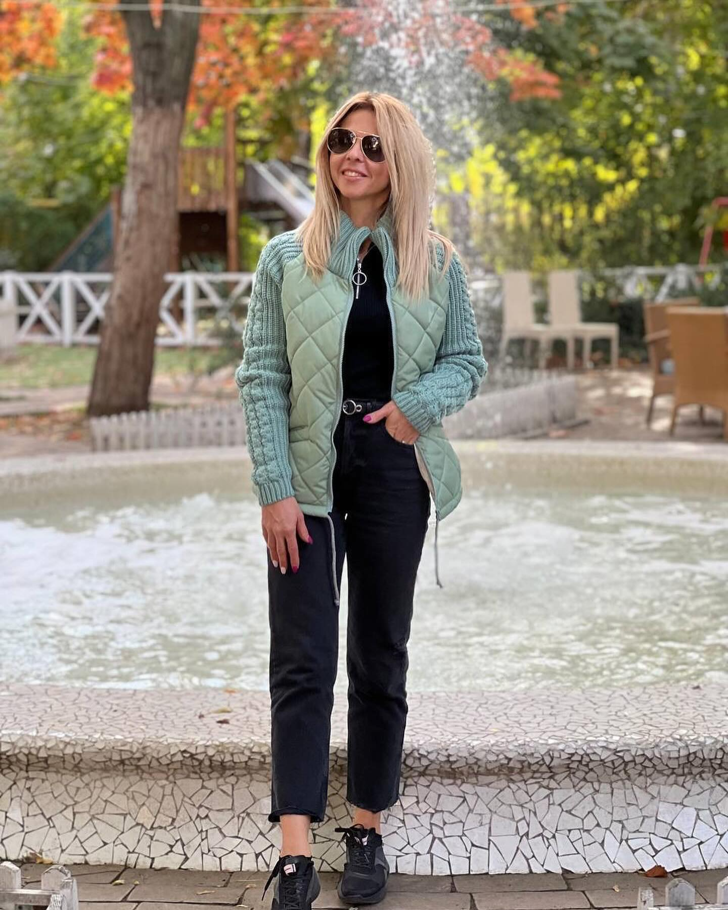 Kasia – Kurtka patchworkowa z dzianiny