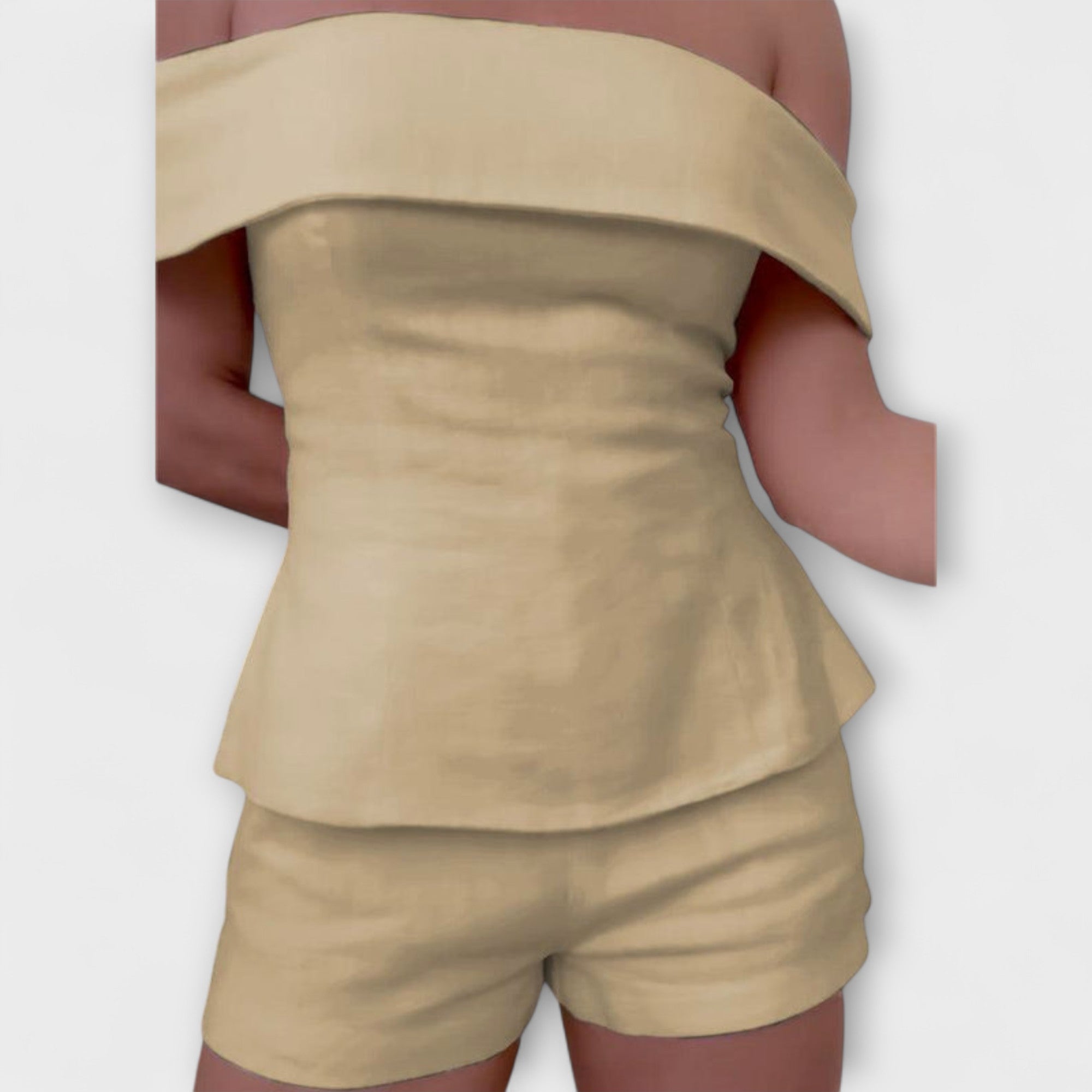 Olivia – Stylowy Biały Zestaw Dwuczęściowy z Bawełny i Lnu