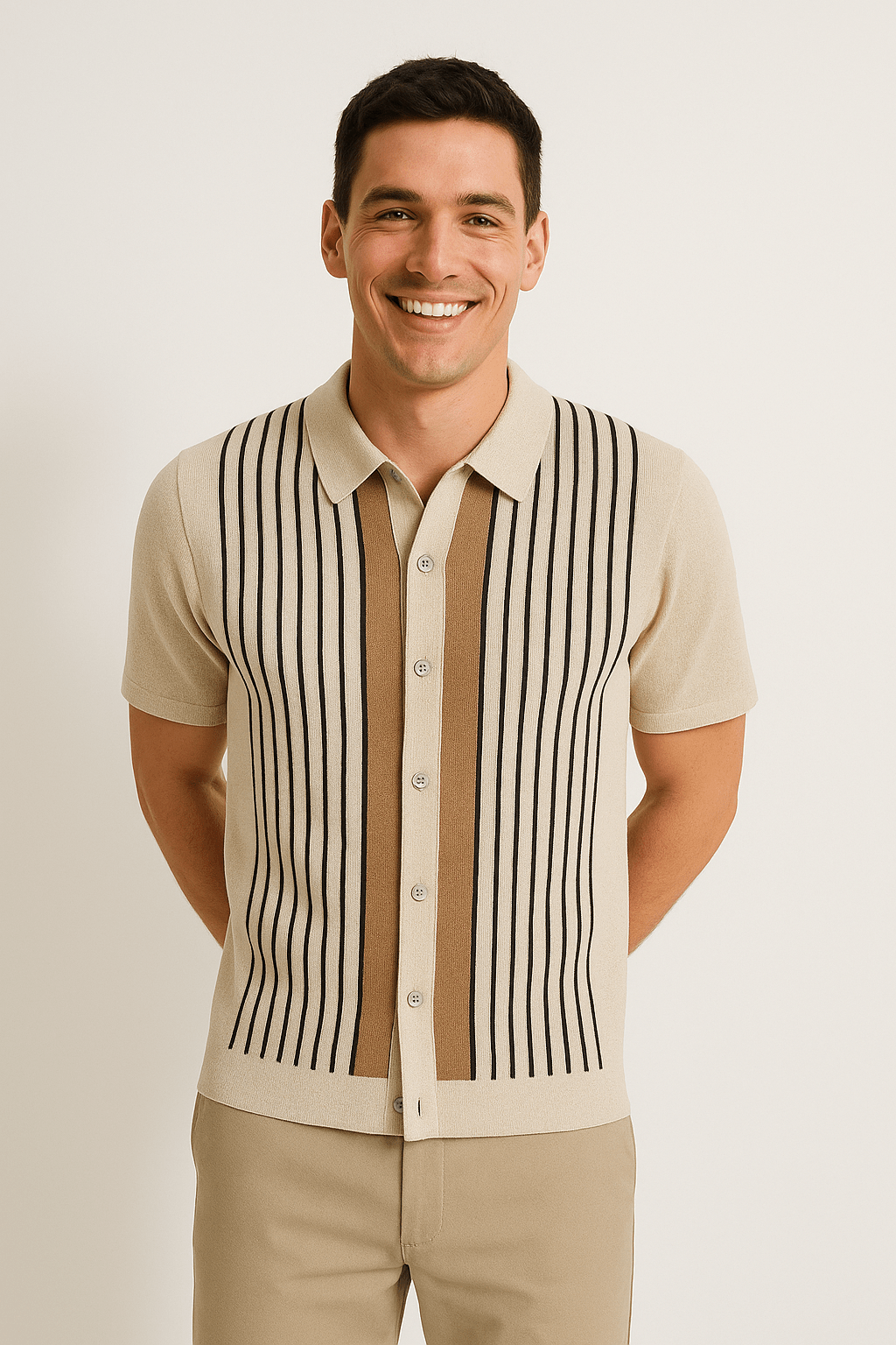 Nathan Strickpoloshirt Krótki Rękaw w Paski