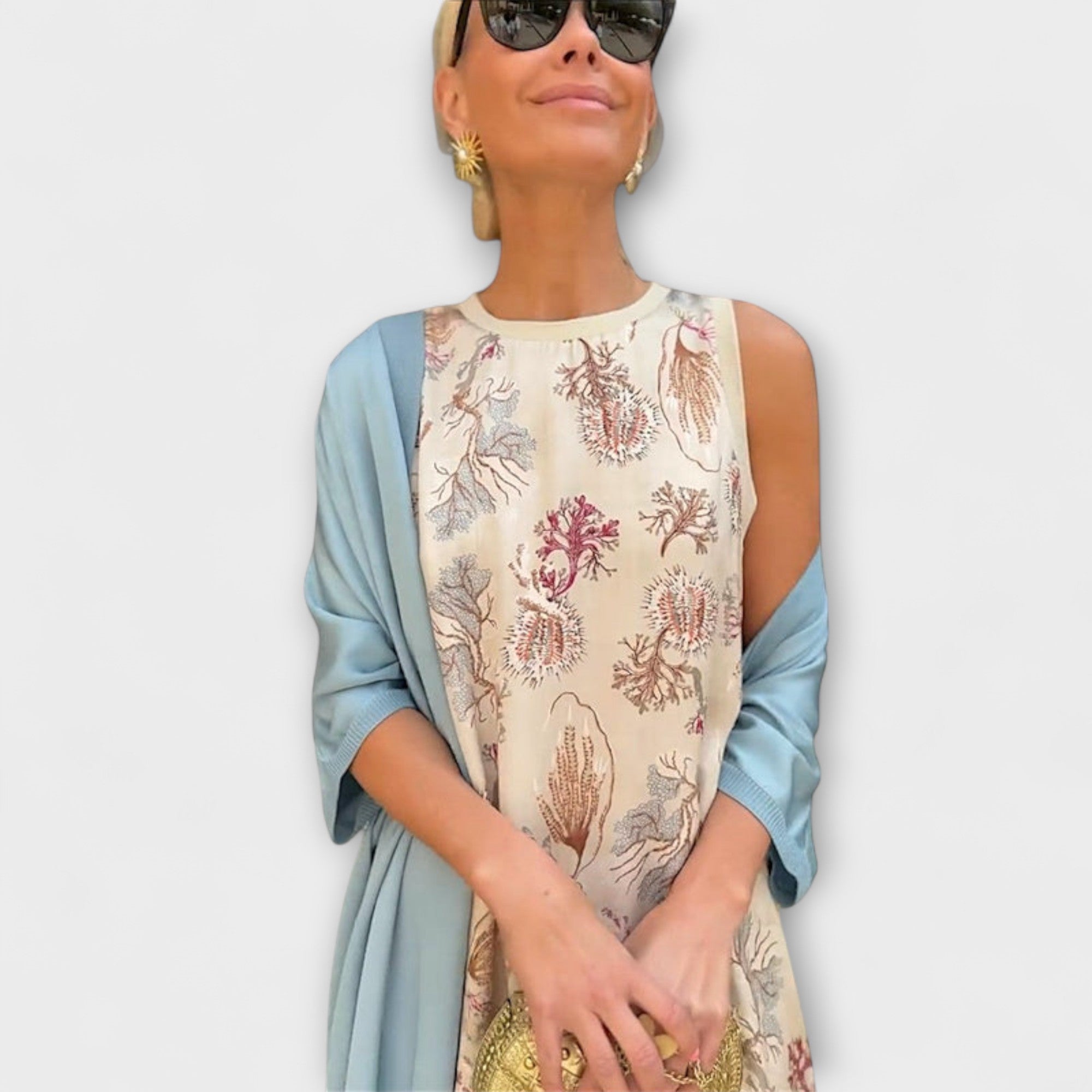 Elveria – Sukienka Maxi z Dopasowanym Kardiganem